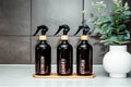 Bamboo Spray Bottles - 500ml 500ml Capacity - Label included Trio Bundle (3) Amber Short 500ml Black/Bamboo