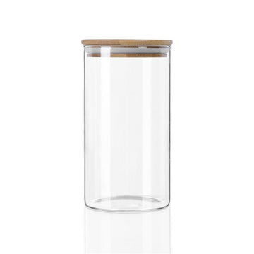 Bamboo Glass Storage Jar -1.2L Glass Jar Bamboo Lid 1200ml 