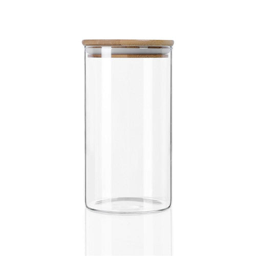 Bamboo Glass Storage Jar -1.2L Glass Jar Bamboo Lid 1200ml 