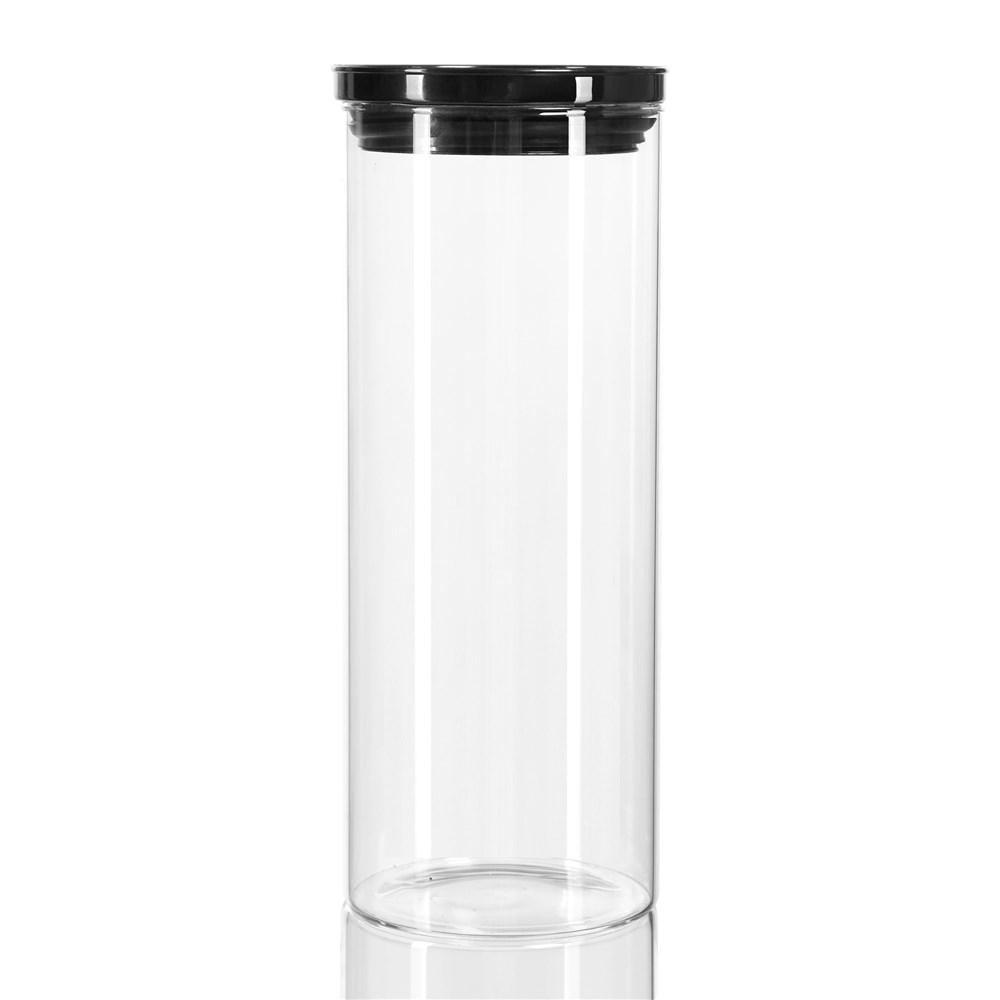 Budget Glass Jar - 1.7 Litre With Black Acrylic Lid 