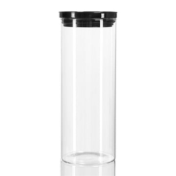 Budget Glass Jar - 1.7 Litre With Black Acrylic Lid 