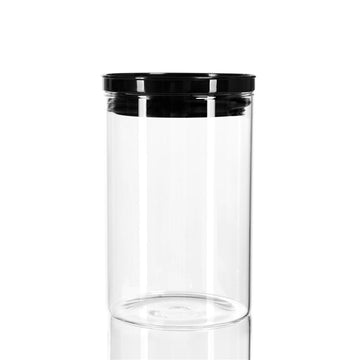 Budget Glass Jar - 1 Litre With Black Acrylic Lid 