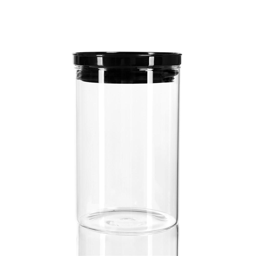 Budget Glass Jar - 1 Litre With Black Acrylic Lid 