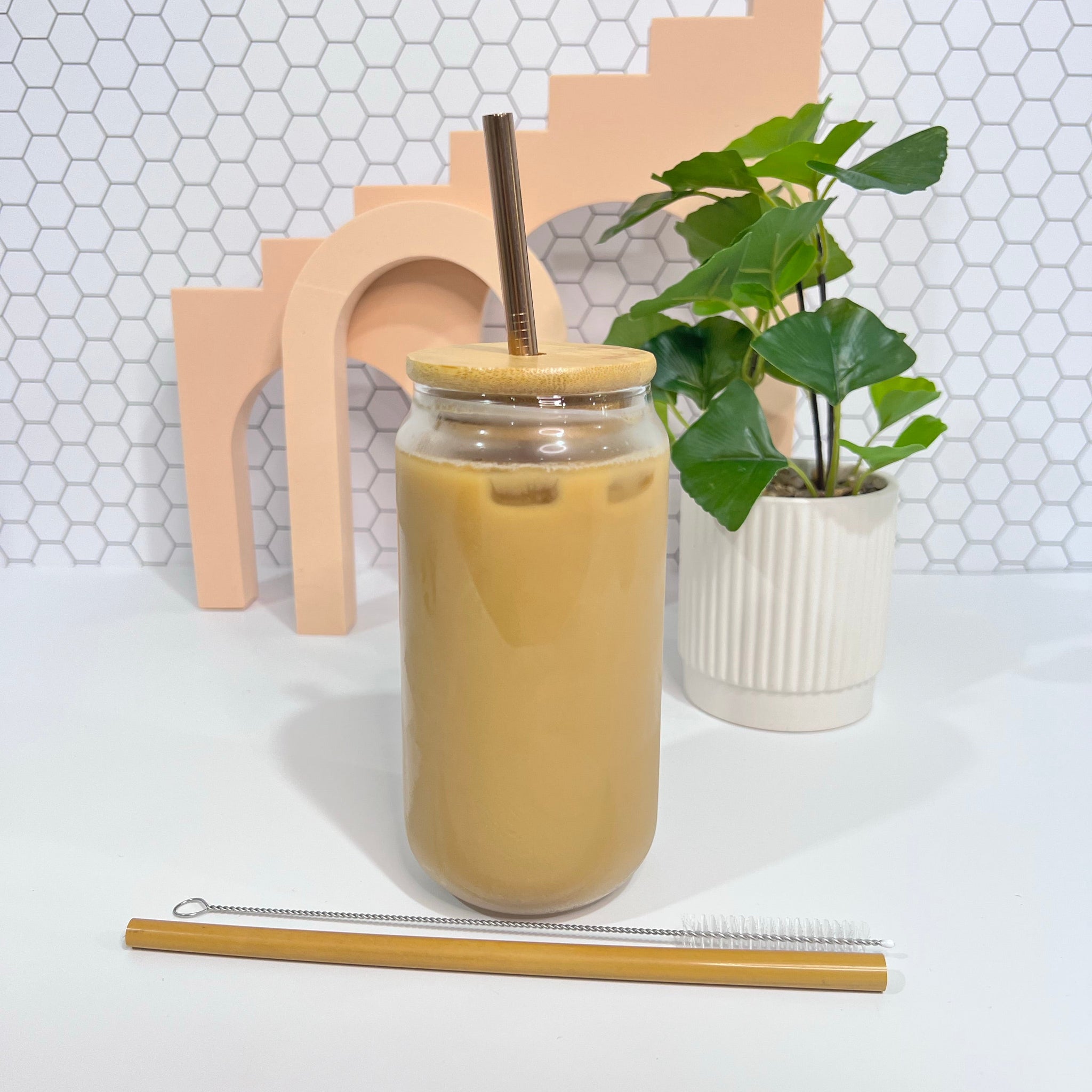 Bamboo Glass tumbler House and Label 