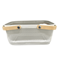 Large Storage Basket With wooden handle White 