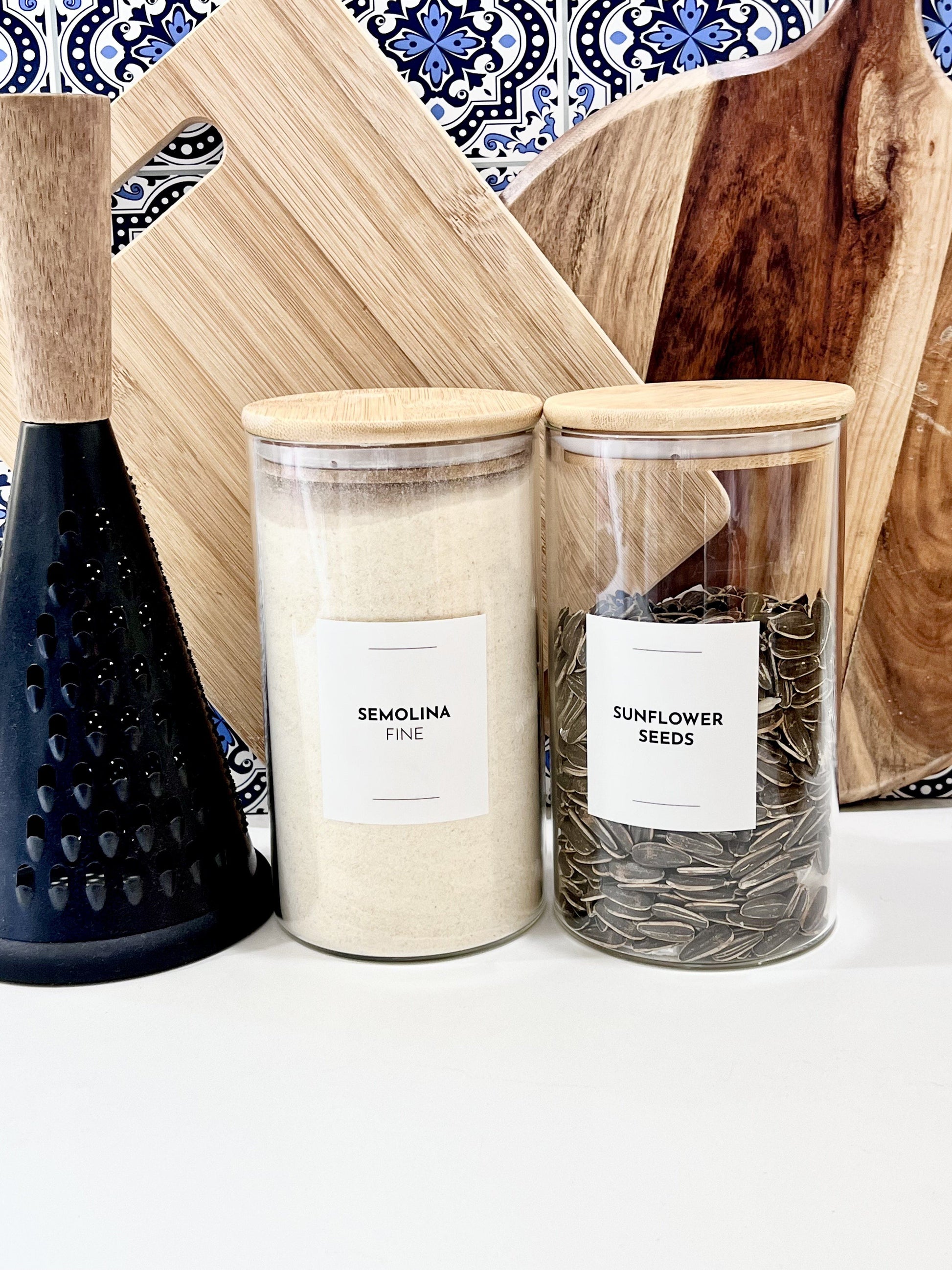 Bamboo Glass Storage Jar -1.2L Glass Jar Bamboo Lid 1200ml 