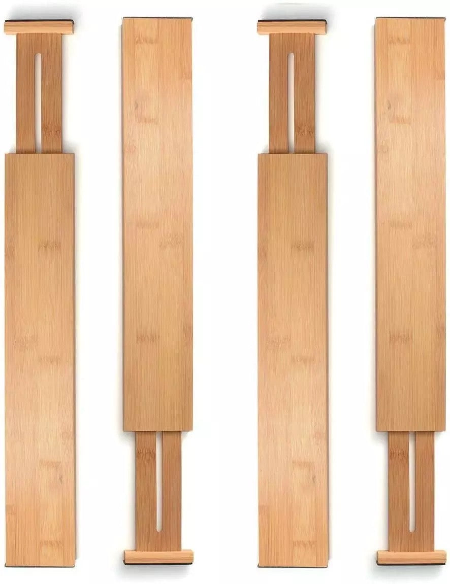 Drawer Dividers Set of 4 Extendable Bamboo Drawer Organisers 