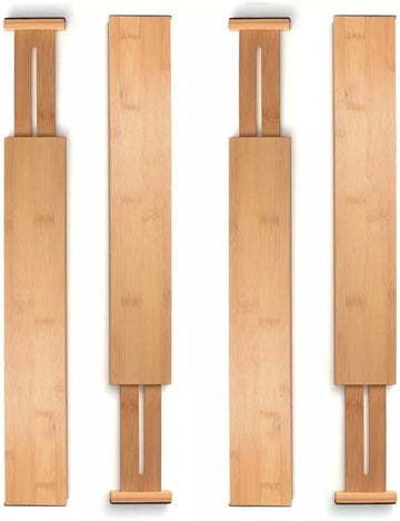 Drawer Dividers Set of 4 Extendable Bamboo Drawer Organisers 